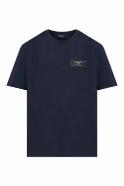 Balmain GRANATOWY T-shirt z logo