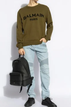 Balmain jasnoniebieski Jeansy z logo