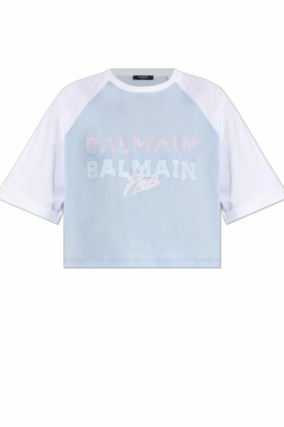 Balmain jasnoniebieski Krótki t-shirt o luźnym kroju