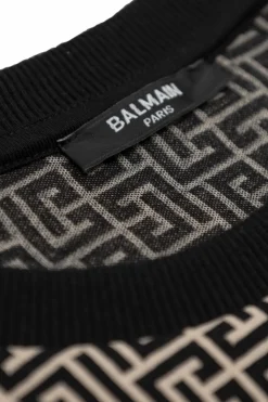 Balmain Kids beżowy Sukienka z monogramem