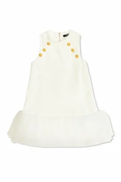 Balmain Kids BIAŁY Sukienka z guzikami