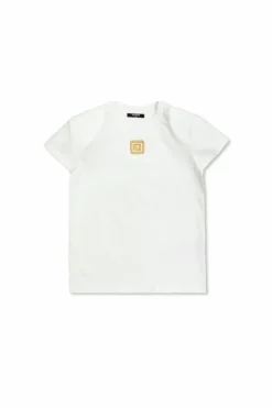 Balmain Kids BIAŁY T-shirt z wyszytym logo