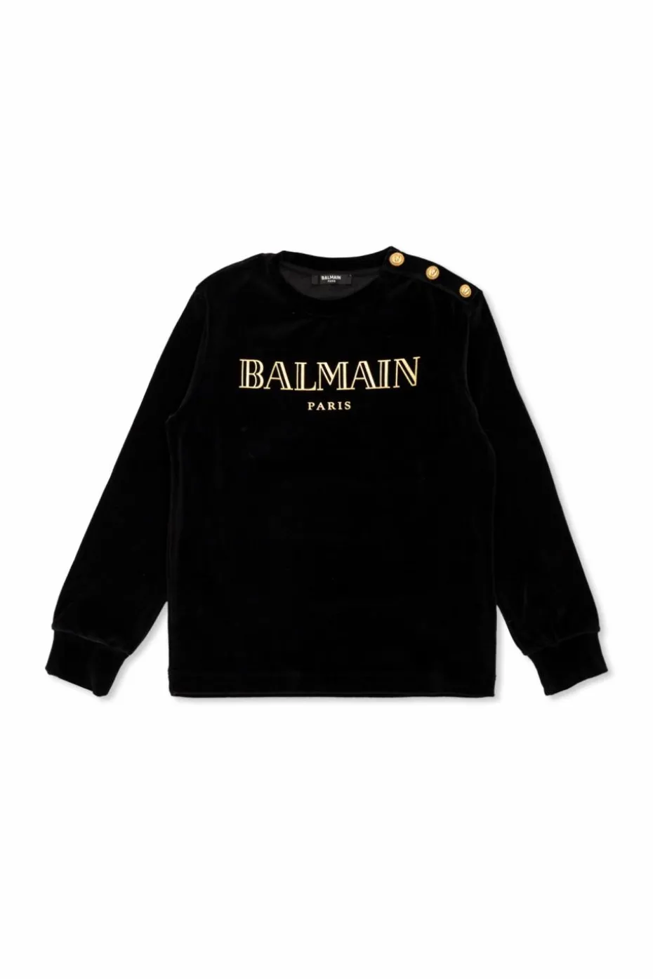 Balmain Kids CZARNY Aksamitna bluza z logo
