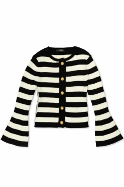 Balmain Kids CZARNY Kardigan ze wzorem w pasy