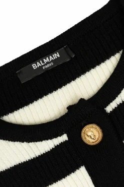 Balmain Kids CZARNY Kardigan ze wzorem w pasy