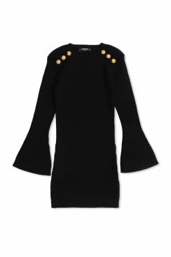 Balmain Kids CZARNY Wełniana sukienka