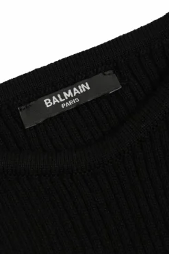 Balmain Kids CZARNY Wełniana sukienka