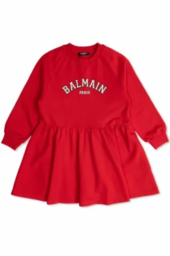 Balmain Kids CZERWONY Sukienka z logo
