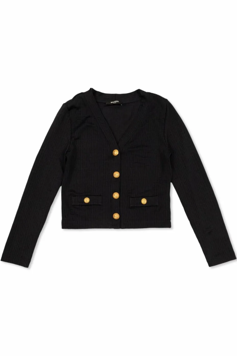 Balmain Kids GRANATOWY Kardigan z monogramem