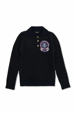Balmain Kids GRANATOWY Sweter z naszywką