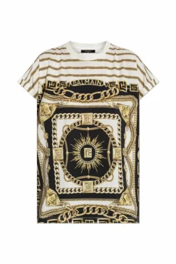 Balmain kremowy Top z nadrukiem