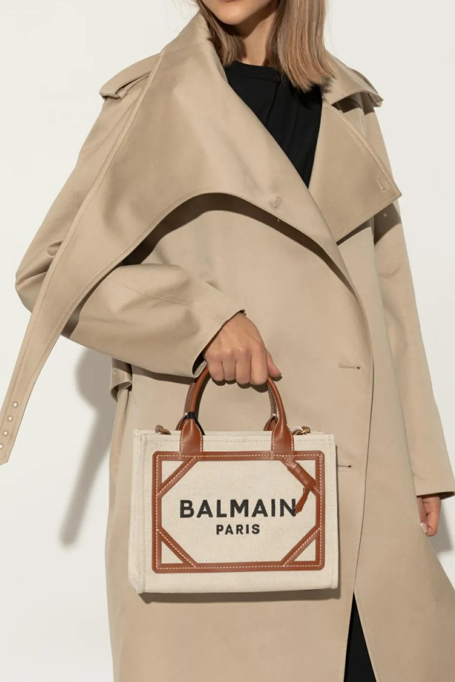 Balmain kremowy Torba do ręki z logo