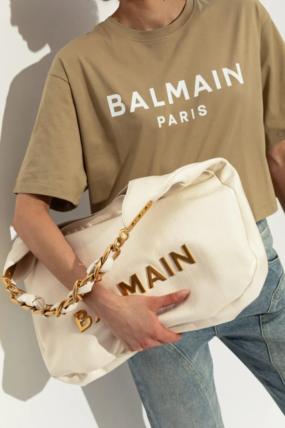 Balmain kremowy Torba na ramię `1945 Soft`