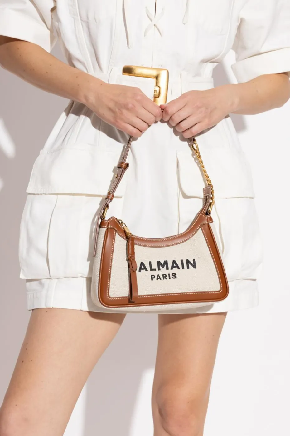 Balmain kremowy Torba na ramię `B-Army`