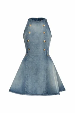 Balmain NIEBIESKI Jeansowa sukienka bez rękawów