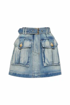 Balmain NIEBIESKI Jeansowa spódnica