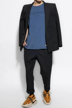 Balmain NIEBIESKI T-shirt z wyszytym logo
