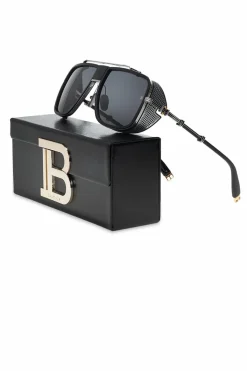 Balmain SREBRNY Okulary przeciwsłoneczne z logo