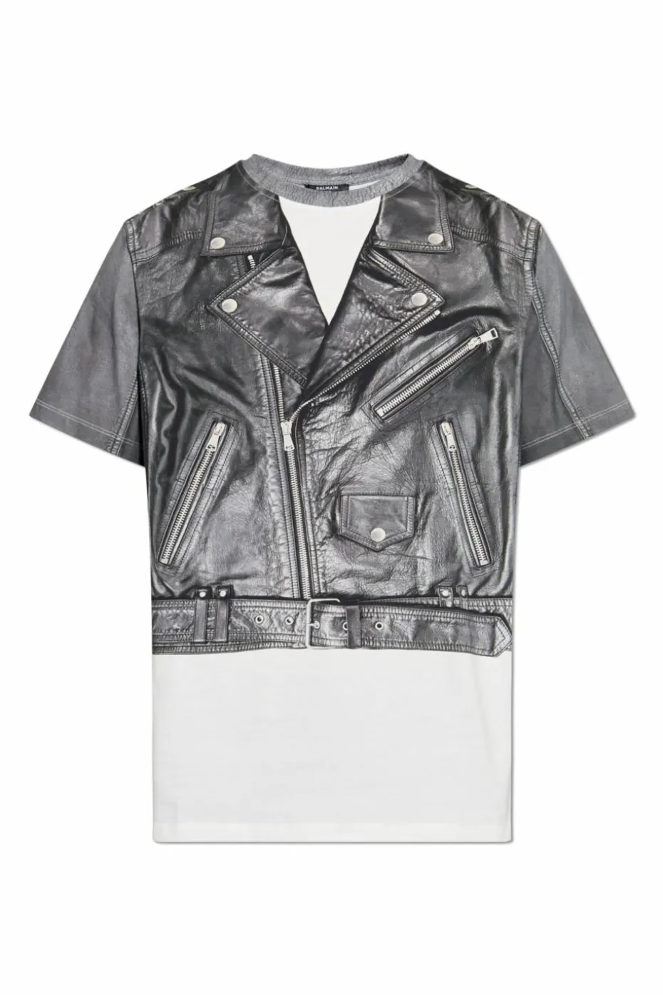 Balmain SZARY T-shirt z nadrukiem