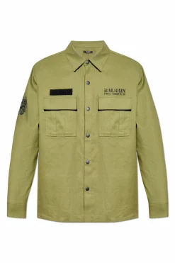 Balmain ZIELONY Koszula z logo