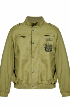 Balmain ZIELONY Kurtka z logo