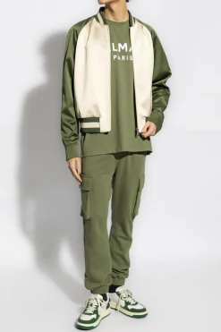 Balmain ZIELONY Spodnie dresowe z logo