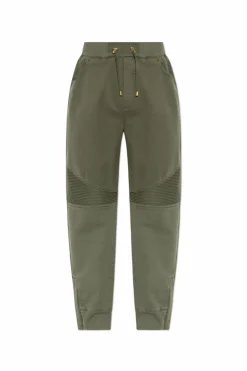 Balmain ZIELONY Spodnie z aplikacją
