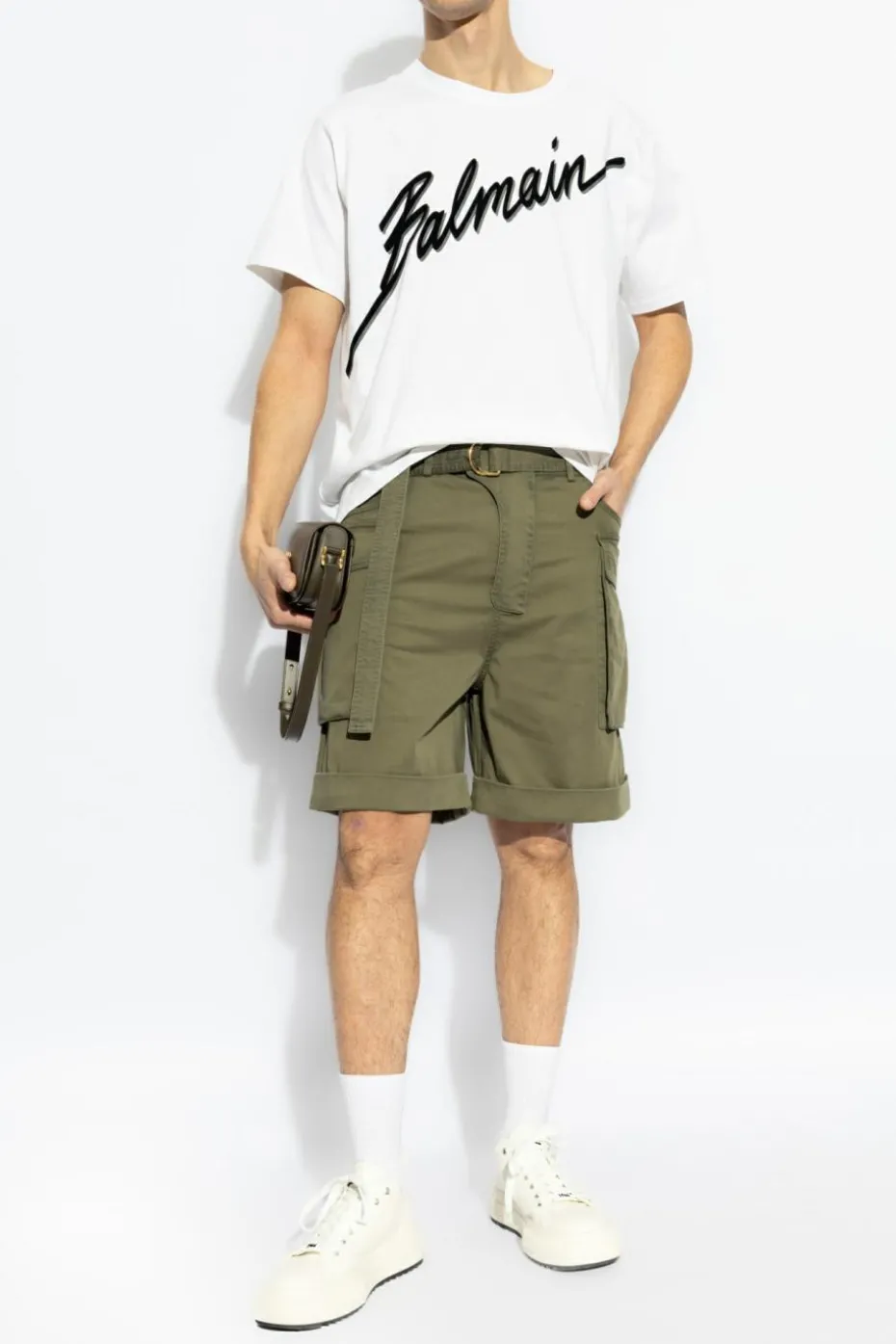 Balmain ZIELONY Szorty typu `cargo`