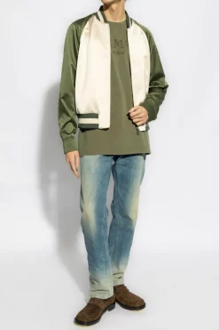 Balmain ZIELONY T-shirt z logo
