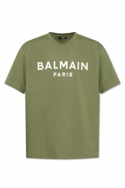 Balmain ZIELONY T-shirt z logo