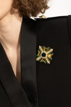 Balmain ZŁOTY Broszka z kryształkami