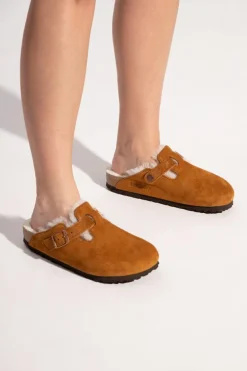 Birkenstock BRĄZOWY Zamszowe klapki ‘Boston VL’