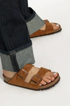 Birkenstock BRĄZOWY Zamszowe klapki ‘Arizona BS’