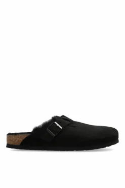 Birkenstock CZARNY Klapki `Boston VL/Shearling`