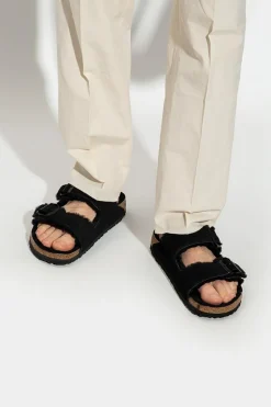 Birkenstock CZARNY Klapki ‘Arizona Shearling’