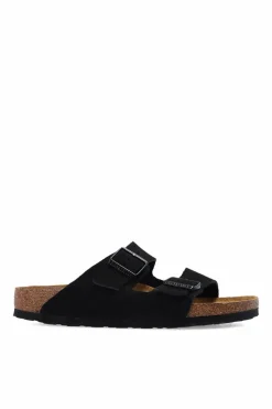 Birkenstock CZARNY Klapki ‘Arizona Rivet Logo’