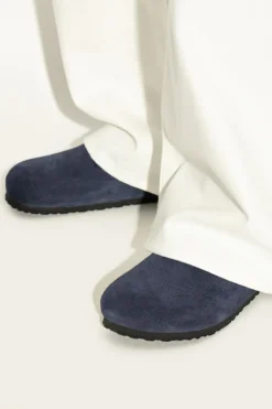Birkenstock GRANATOWY Klapki `Boston VL/Shearling`