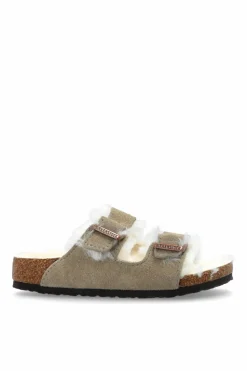 Birkenstock Kids SZARY Klapki `Arizona Shearling`