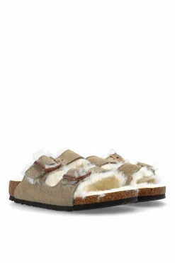 Birkenstock Kids SZARY Klapki `Arizona Shearling`