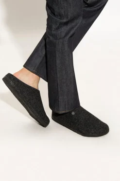 Birkenstock SZARY Filcowe klapki ‘Zermatt Rivet’