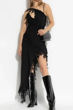 Blumarine CZARNY Sukienka z koronkowymi wstawkami