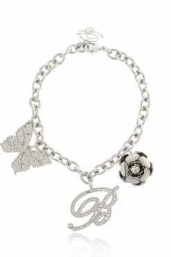 Blumarine SREBRNY Bransoleta z zawieszkami