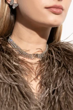 Blumarine SREBRNY Choker z aplikacją