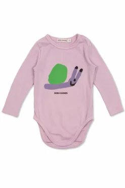 Bobo Choses FIOLETOWY Bawełniane body z nadrukiem