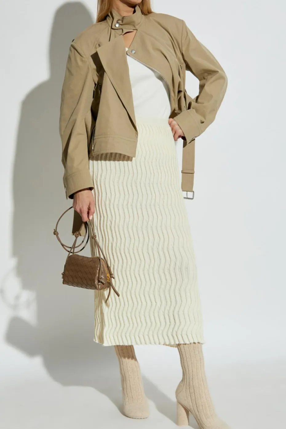 Bottega Veneta beżowy Kurtka ze stójką