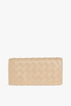 Bottega Veneta beżowy Skórzany portfel