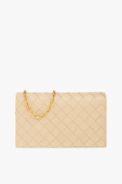 Bottega Veneta beżowy Skórzany portfel na łańcuchu