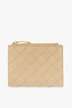 Bottega Veneta beżowy Skórzany portfel