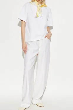 Bottega Veneta BIAŁY T-shirt z dekoracyjną wstawką