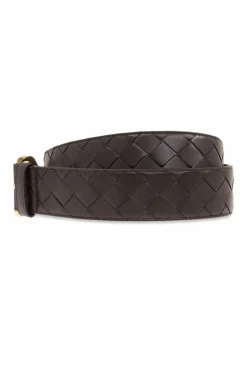 Bottega Veneta BRĄZOWY Pasek z plecionką ‘Intrecciato’